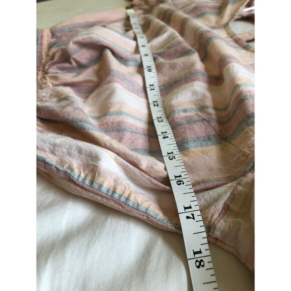 Japna Women Striped Fluter Sleeve Crop Top M Pink Pastel Feminine Coastal Summer - Picture 5 of 6